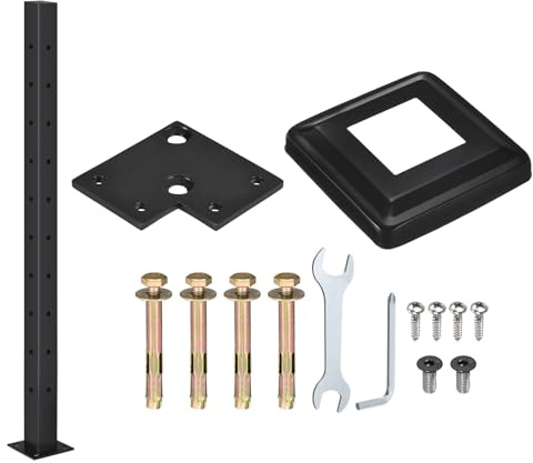 sourcing map Cable Railing Post, 304 Stainless Steel Square Fence Post with Top Level Connector for Wood Deck Stair Cable Railing, (36x2x2) 10 Holes Corner Post Pre-Drilled, Matte Black