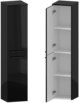 Furni Rosen Links Schwarz hängend Bad Hochschrank mit Eleganter Eleganter Schwarzen Griffen Badschrank Hochschrank für Badezimmer Badezimmer Hochschrank Badezimmerschrank