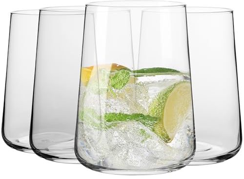 Krosno Vasos para agua, bebidas y zumos | Diseño elegante | Sin plomo | Capacidad | Colección Infinity | Ideal para hogares, restaurantes, fiestas | Apto para lavavajillas (4 unidades - 490 ml)