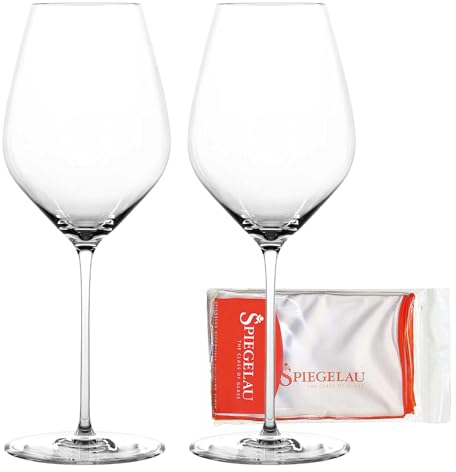 Spiegelau Hi-Lite Lot de 2 verres universels avec chiffon de polissage, verres à vin (510 ml) et chiffon de nettoyage en microfibre (50 x 64 cm)