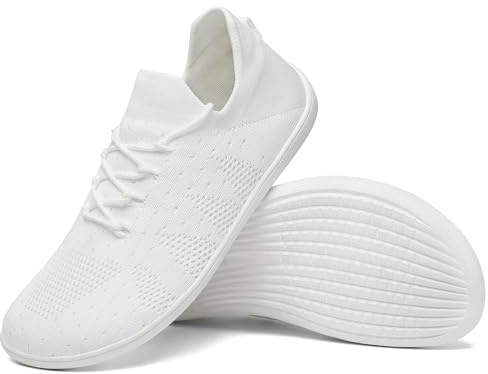 SAGUARO Unisex breda barfotaskor män barfota slip-on sneakers kvinnor andas lätta promenadskor GR.36–48, Vit, 37 EU