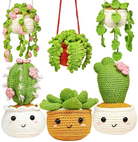 KUWUNG Häkelset für Anfänger, 6 Teilige Crochet Set, Häkeln für Anfänger mit Anleitung, Häkel-Starterset Fleshiness, DIY Set mit Häkelnadeln, Garn, Füllung, Handnähnadel, Stichmarkern, Anleitung