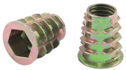 Inserto roscado para tuercas de madera, 50 unidades M6 x 8 mm, tuercas hexagonales de aleación de zinc, casquillos roscados, insertos roscados para muebles de madera, placa base