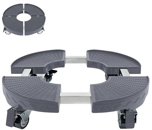 AufuN Rullo per piante Ø 39 – 52 mm regolabile, vassoio rotante con ruote girevoli a 360°, portata 300 kg, aiuto per il trasporto di piante, interni ed esterni (grigio)