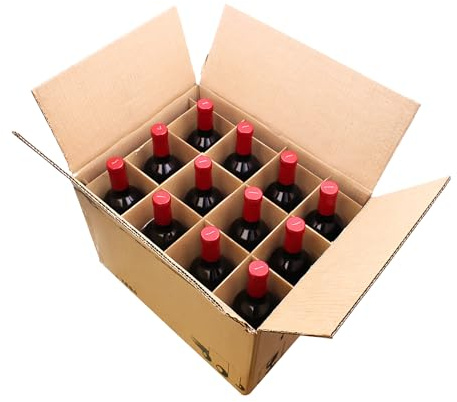 SelfHold Double Wall 12 Bottle Wine Shipping Box with HandHoles and Dividers (450 x 350 x 310mm) - Strong Cardboard Shipping Box | Wine Storage Box (1)