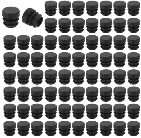 QUARKZMAN Tappi Plastica Rotondi Terminali Per Tubi 15mm(0,59) Nero 76pz | Inserti Per Gambe Di Mobili, Protezione Scorrevole Per Sedia, Divano, Tavolo, Scaffale