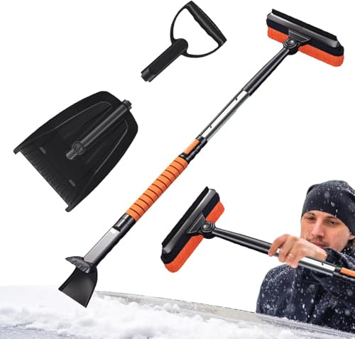 Schneekratzer, Schneeschaufel für Einfahrt | Klappschaufel-Set | Klappschaufel mit großer Kapazität, einziehbarem ergonomischem Griff und Schaumstoffgriff, faltbarer Auto-Schneekratzer für Autos, LKWs