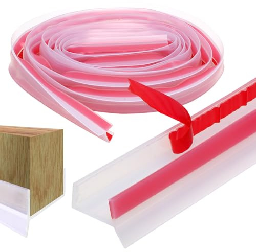 Gohytal Sockelleiste Küche 2M Küchenleiste Abdichtungsprofil, Sockelprofil Sockelblendenprofil für 15mm 16mm 17mm Silikonkautschuk Küchen-Dichtung für Küchensockel, Transparent Sockelleiste