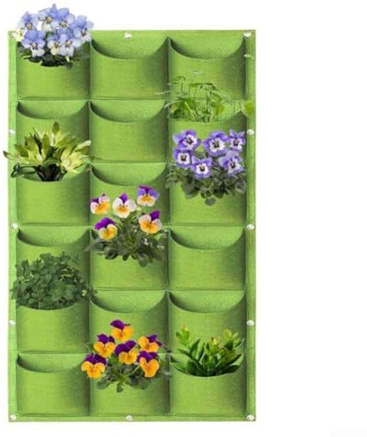 Eawfgtuw Vertikale Filz-Pflanztasche, Wandmontage, Pflanzgefäße mit mehreren Taschen, hängende Pflanzgefäße für drinnen und draußen, Garten, Balkon, Gemüse, Blumen, Kräuter, platzsparend, vertikale