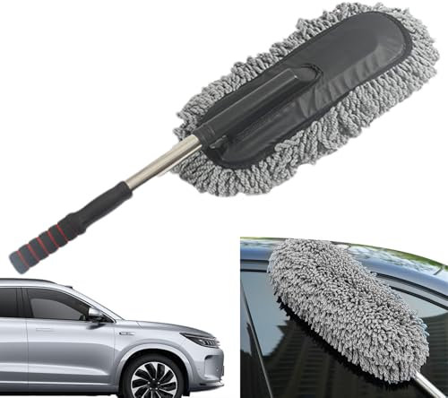 Plumero Exterior para Coche,Plumero Exterior para Coche Sin Arañazos | Cepillo para Quitar El Polvo del Coche | Plumero De Coche Antiarañazos con Asas Extensibles, Cepillo para Dettagl