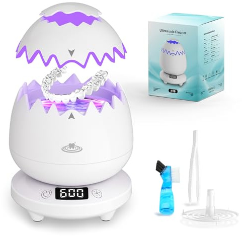 Ultrasonic Retainer Cleaner & Retainer Cleaner Pro with UV-C Light – 45kHz Deep Cleaning for Dentures, Aligners, Jewellery | 4 Modes, Removable Tank & Quiet Design