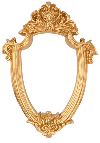 1PCS Ornate European Gold Frame Shield Small Photo Frame, As Vintage Decor Mini Vintage Photo Frames, Nail Art Display Frame Retro Photo Frame, Stylish Gold Frame for DIY, Display and Collectibles