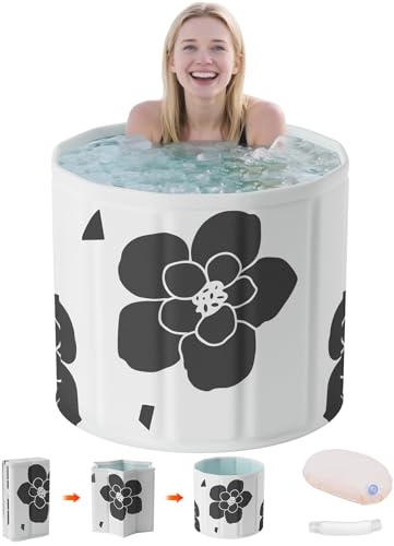 Portable Foldable Bathtub,Adult Freestand BathTubs,Indoor Outdoor Ice & Hot Bath for Athletes Recovery,Collapsible Soaking Tub for Home,Gym Plunge Tub,Spa,Muscle Rehabilitation Shower,Black（70x65cm）
