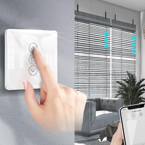 Interrupteur intelligent pour volet roulant avec panneau tactile en verre trempé 2,5D, commande vocale, calibrage de précision de 1 % à 100 %