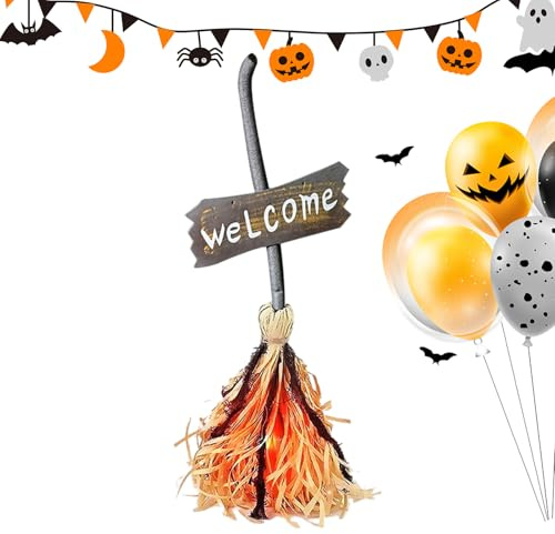 Balai de sorcière flottant - Décoration d'Halloween - Mascarade - Pour jardin, maison hantée, balcon, cour, cheminée, salon, terrasse