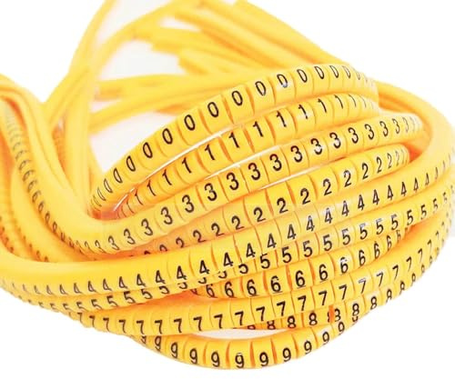 Marcadores De Cables Amarillos EC-0/1/2/3/5/8, Tubos Numerados De PVC Blando De 0,5-35mm², 120/600 Unidades, Identificación Eléctrica Duradera con Código De Colores(0.5mm² 600pcs)