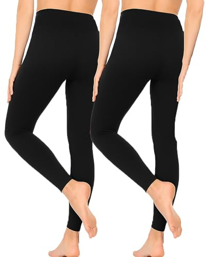 Heat Machine Ladies 2 Pack Thermal Leggings – 300 Denier Fleece Lined Opaque Winter Warm Cosy Stretch Pants