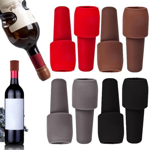 JYNXOR 8 Pcs Tapones Para Botellas De Cristal, Tapon Vino, Tapones Botella Agua, Tapón Reutilizable Para Botellas De Vino Espumoso, Tapones De Silicona Para Botellas De Vino, Para Cerveza, Champán