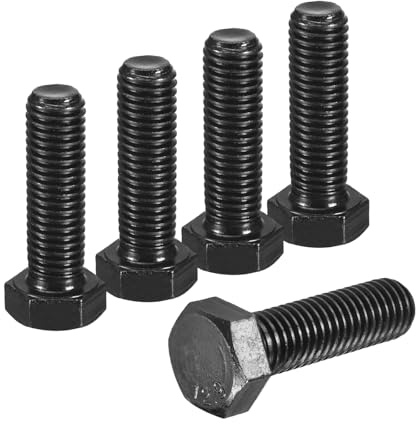 QUARKZMAN 5Pcs M12-1.75 x 40mm Tornillo de Cabeza Hexagonal de Rosca Izquierda, Tornillos y Pernos de Fijación de Acero al Carbono con Óxido Negro con Rosca Inversa Completa para Maquinaria
