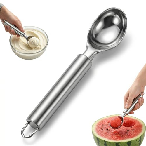 JYXNU CuillèRe à Melon Inox, CuillèRe à Boules de boule de fruits de cuisine, CuillèRe Parisienne Pour Fruits Et LéGumes(Argent)