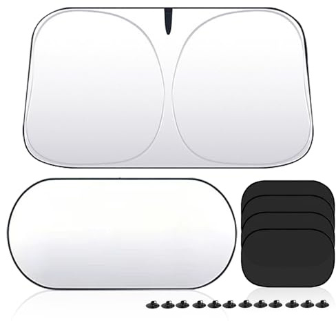 Sonnenschutz Auto Frontscheibe, 145×80cm Autoscheiben Sonnenschutz Windschutzscheibe, Sonnenblende Auto Frontscheibe, Car Sun Protection, Windshield Sun Shade, Hitzeschutz Auto Frontscheibe UV Schutz