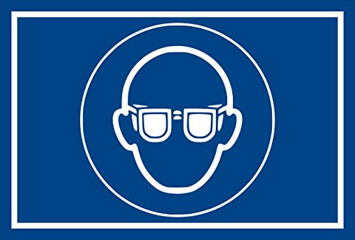 Schild - Gebots-zeichen - Augen-schutz benutzen - entspr. DIN ISO 7010 / ASR A1.3 – 15x10cm mit Bohrlöchern | stabile 3mm starke PVC Hartschaumplatte – S00361-007-E +++ in 20 Varianten erhältlich