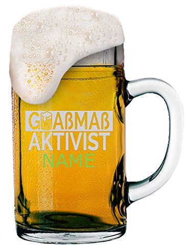 Goaßmetro - Boccale da birra da 1 litro con incisione del logo + nome a scelta | Boccale personalizzato – bicchiere (motivo 02)