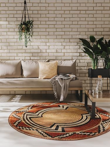 benuta Tapis d'intérieur et d'extérieur ARTIS Beige/cuivre Rond Ø 160 cm – Tapis coloré pour l'intérieur et l'extérieur – Convient au Chauffage au Sol