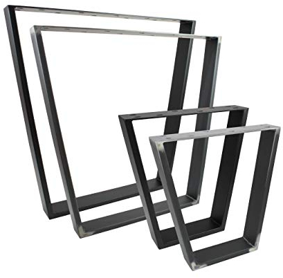 Natural Goods Berlin 2X Design Tischkufen viele Modelle Metall Tischbeine, Tischgestell aus Stahl, geneigt, Trapez, Esstisch, Schreibtisch, Couchtisch, Bank (H72cm, Schwarz)