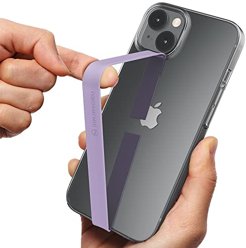 Sinjimoru Stretchable Silicone Phone Strap, Flexible and Elastic Grip Holder for iPhone & Android, Secure Phone Loops Finger Grip with Wireless Charging Support Sinji Loop Lavender