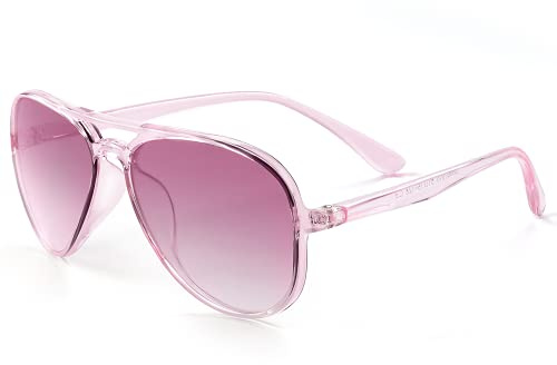 FONHCOO Kids Polarized Sunglasses for Girls Boys Aviator Toddler Sunglasses with Flexible Frame, UV400 Protection, Age 5-10 (Pink)