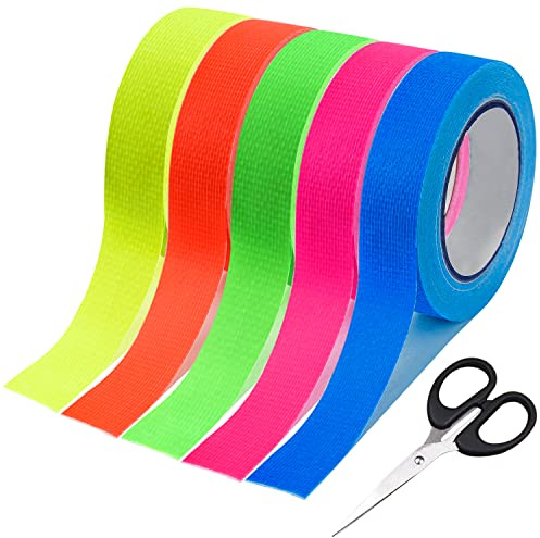 VAIAV 15 Rollen Neon Klebeband, 5mm*20m UV Schwarzlicht Fluoreszierendes Klebeband, Neon Tape, Fluorescent Tape für Parteien Kunst Handwerk Dekorationen (5 Farben)