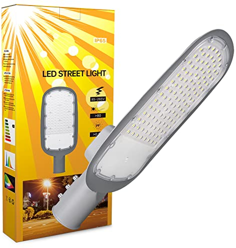 RIGIDON Esterno Proiettore Lampione Led, 100W 7212LM Luce Stradale a Led Per Giardino, Strada, Scuola, Parcheggio, Campo da Basket, Cortile, Piazza, Garage, 6000K Impermeabile Fari di Sicurezza