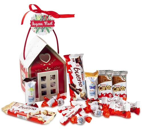 Onza Caja de chocolates originales para regalar Kinder Navidad. Pack Kinder Bueno con Chocolatinas mini individuales. Cesta kinder Chocolate, Schokobons, Kinder Card, Kinder Bueno Mini.