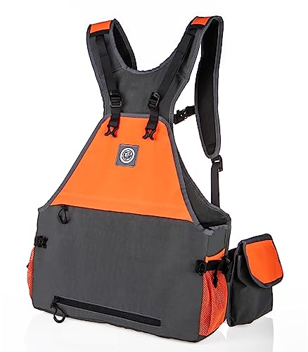 TKLoop Upland Hunting Vest - Adjustable Strap, Lightweight, with Game Pouch and Pockets for Pheasant & Bird Hunting - Grey