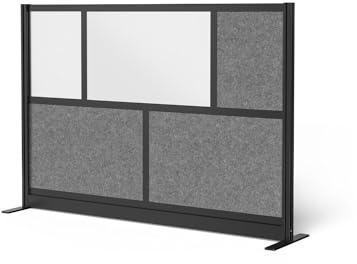 LUXOR MW-7048-FWCGB Modular Wall Room Divider System - Black Frame - 70 x 48 Starter Wall with Whiteboard