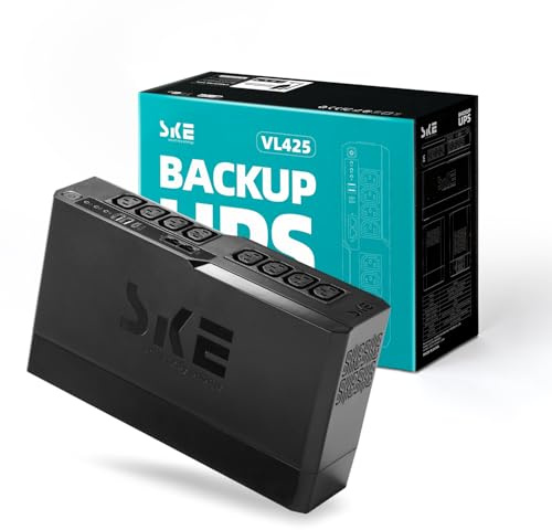 SKE UPS Onduleur PC 425VA/240W Batterie Coupure de Courant UPS Onduleurs Alimentation sans Interruption Type-C USB Ports VL425