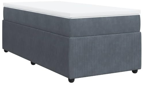 vidaXL Boxspringbett mit Matratze Dunkelgrau 90x200 cm Samt