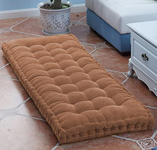 Coussin de banc rectangulaire long pour banc de jardin - Coussin de sol épais pour intérieur ou extérieur - 70 x 40 cm - Marron