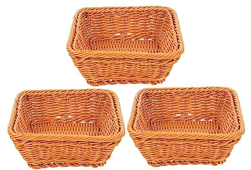 CAXUSD 3pezzi Cesto Di Plastica Tessuto Cestino Per Pane Da Tavola Porta Snack Cesto Portaoggetti Per Casa in Plastica