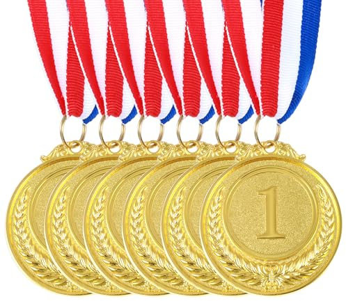 ZEYIYER 6 PCS Gold Medals for Adults, Olympic Style Winner Medals for Children,1st Gold Medal Winner Medals for Sports Competition, Award Ceremony Party