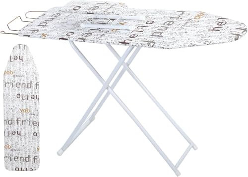Ironing Boards, Adjustable Height Ironing Board, Foldable, Collapsible, Lightweight Iron Board, Compact Storage Ironing Board Large, Sturdy 4 Leg With Strong Frame (White)