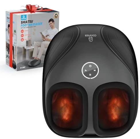 COMFIER Foot Massager Machine with Heat, Shiatsu Foot Massagers for Pain and Circulation, Plantar Fasciitis, Deep Kneading,Compression, Electric Foot Massager Gifts for Women, Men Gifts