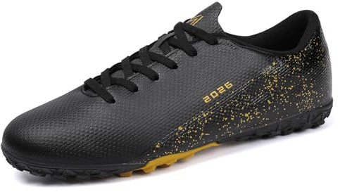 KUUK Botas de fútbol para hombre y mujer, para jóvenes, césped artificial, para interiores, exteriores, AG FG TF, competición, unisex, 2286 Tf Negro, 39 EU