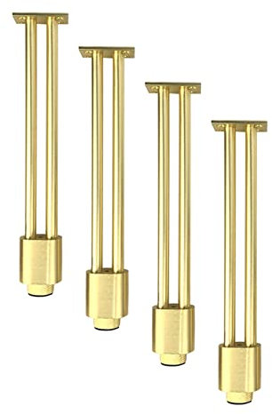 HYUFEIAO Möbelbeine Möbelfüße aus Metall Tischbeine Aluminiumfüße Tischgestell Tischbeine Doppelte Stützmöbelbeine, für Bürotisch Stehtisch Schreibtisch Gold 4 Stück (32,5 cm)