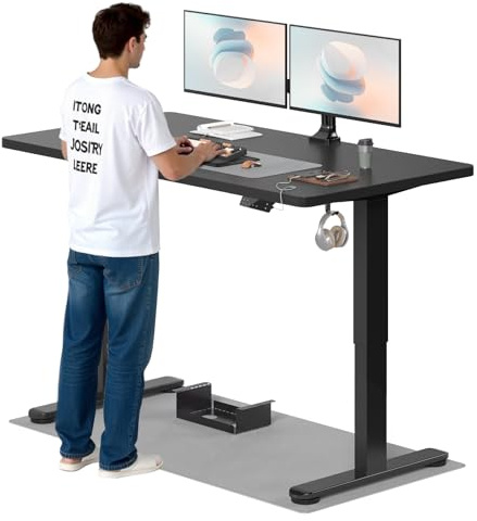 TRIUMPHKEY Höhenverstellbarer Schreibtisch 160x80cm, Dualmotor & USB-A | 25mm Einteilige Tischplatte,Elektrisch Schreibtisch mit Touchscreen & Kabelmanagement, Ergonomischer Bürotisch，Schwarz