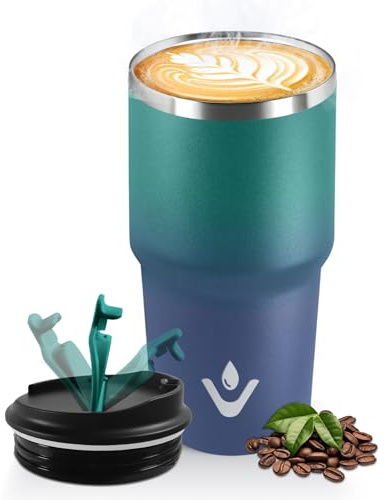 HoneyHolly Termo Cafe 600 ML, Reutilizables, Vaso Termico Cafe Antigoteo para Coche, Acero Inoxidable 304, Taza Termica Para Llevar, Termo Café Hermético para Café Frío y Caliente, Leche y Té