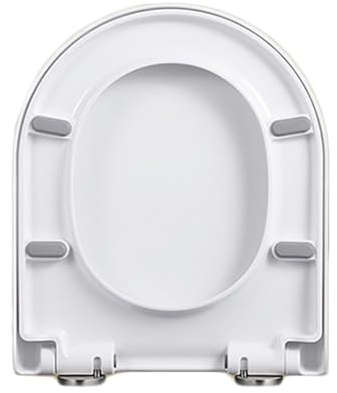D-Shaped Soft Close Toilet Seat Quick Release with Adjustable Hinges Easy Install & Clean White Urea-Formaldehyde Bathroom Essential for Modern Homes