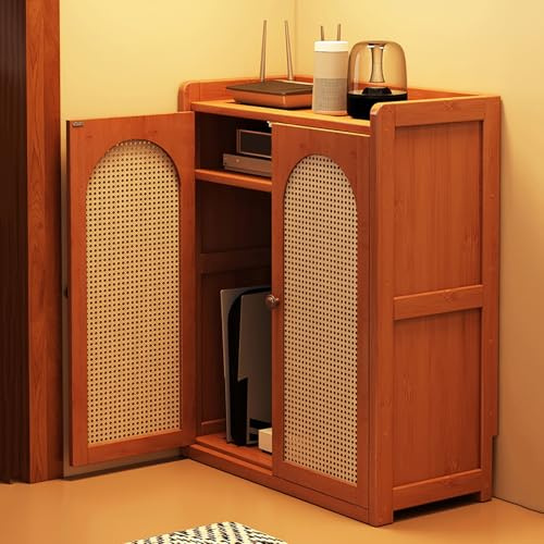 Copritermosifone, Ripiano for Mobiletto Riscaldante, Copri Termosifone con 2 Ante, Copritermosifone Legno, in Bambù, Altezza Dei Ripiani Regolabile, Nascondi Tubi Disordinati(113x60x25cm/44x24x10in)
