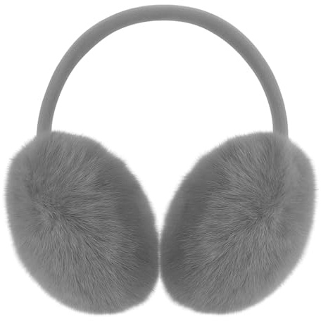 Winter Ear Muffs Adjustable Plush Thermal Furry Earmuffs Soft Unisex Cute Winter Ear Warmers Fluffy Headband Outdoor Ear Protector For Adults Girls Boys Women Men Wind Cold Weather Supplies Grey (1pc)